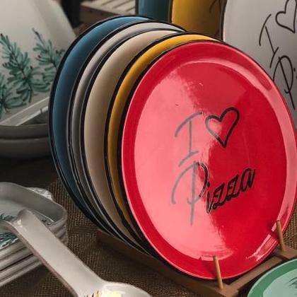 BLACK PIZZA PLATE “I ❤ PIZZA” - White
